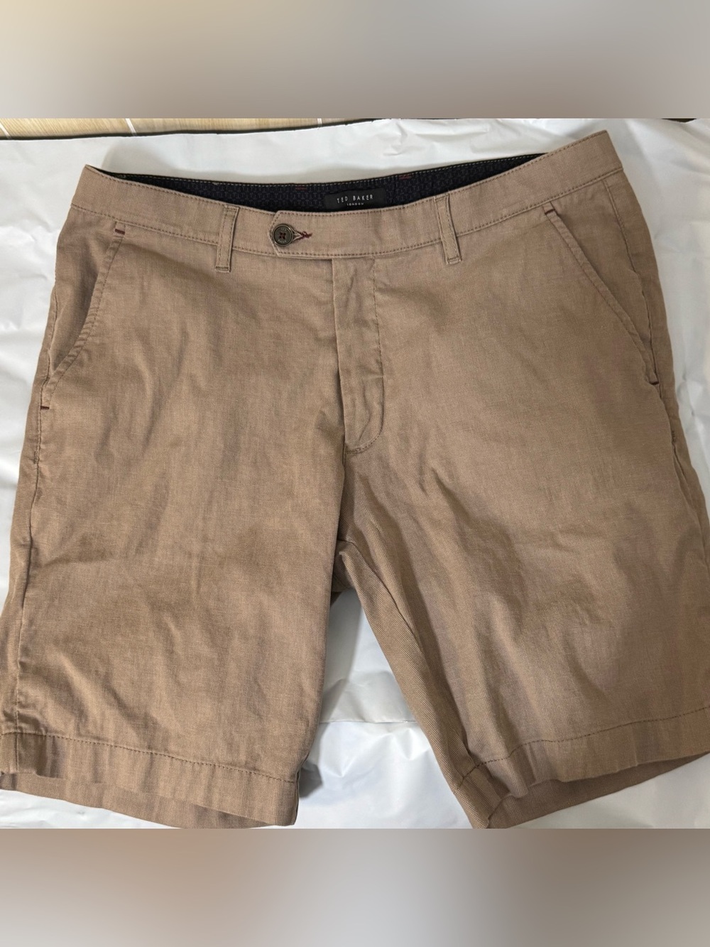 Ted Baker Men's Light Brown Flat Front Shorts 34R